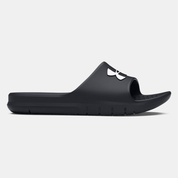 Claquettes UA Core PTH Unisexe Under Armour Noires et blanches 3021286-001 Lateral