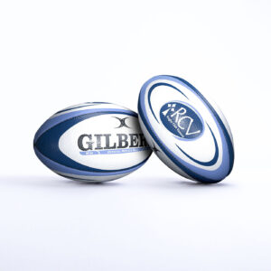 Mini Ballon de rugby RC Vannes Gilbert Blanc et bleu Face et dos