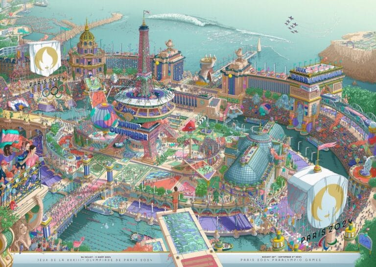 Affiche des Jeux Olympiques et Paralympiques 2024 de Paris par le dessinateur français Ugo Gattoni
