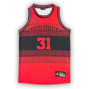Débardeur « Basket » Oxygear Tolosa Rouge et noir Toulouse 31 Face
