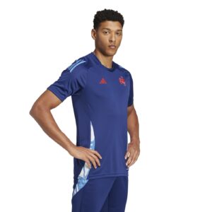 T-shirt d'entraînement Adidas de l'Équipe de France Marine JC7163 Vue porté de face lateral