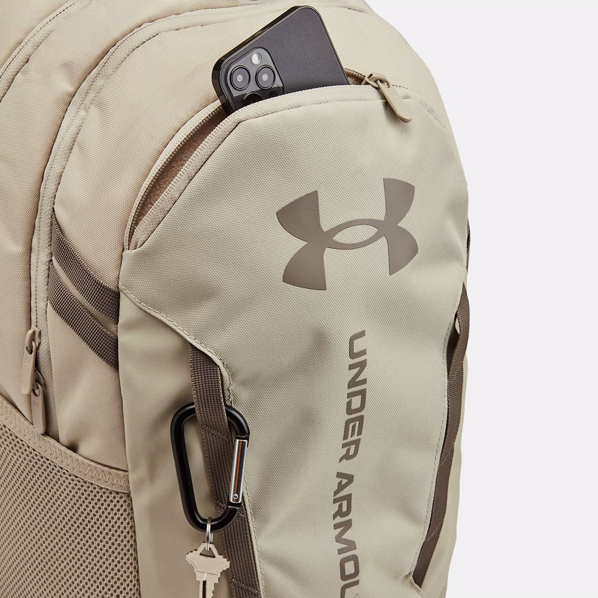 Sac à dos Under Armour 29L Hustle 6.0 Camouflage Marron khaki 1384672-289 Detail poche avant