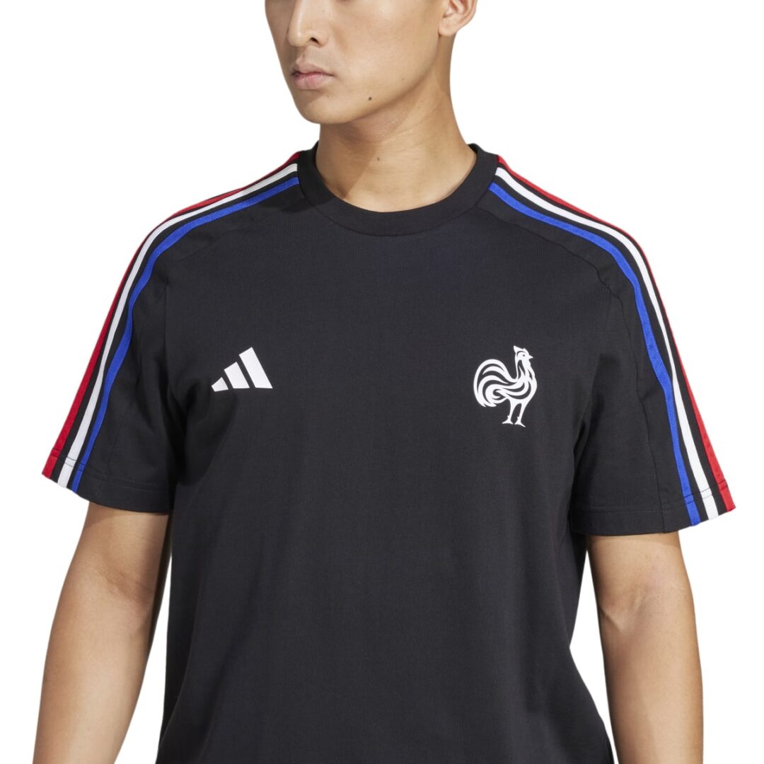 T-shirt 3 bandes Adidas XV de France Essentials JD4187 Noir Detail haut