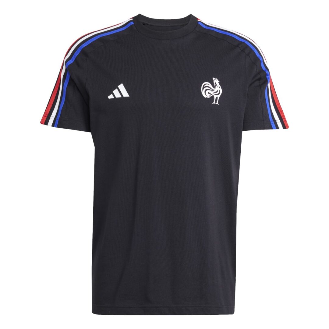 T-shirt 3 bandes Adidas XV de France Essentials JD4187 Noir Face