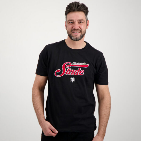 T-shirt noir Homme Custom Stade Toulousain manches courtes Vue porté de face