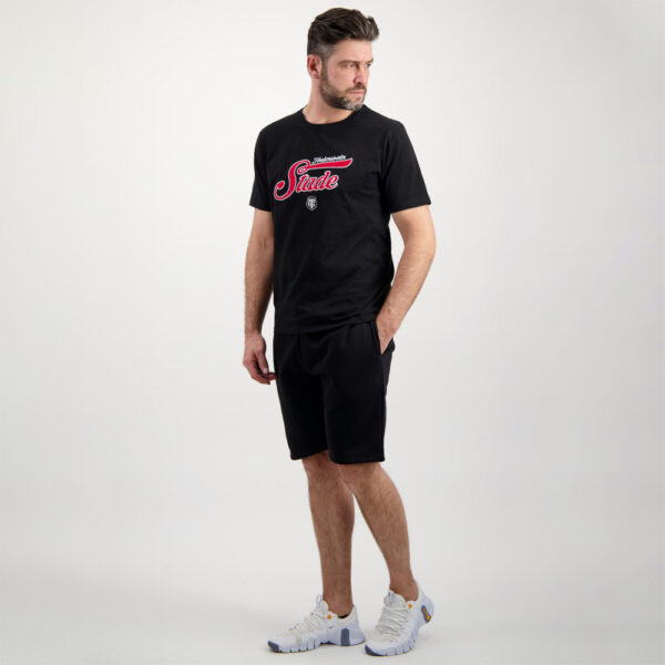 T-shirt noir Homme Custom Stade Toulousain manches courtes Vue porté de face lateral ensemble