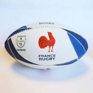 Ballon Gilbert Mini Supporter France Rugby Blanc et bleu Face