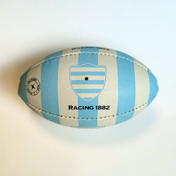 Ballon de rugby Gilbert Mini Racing Metro 1882 Rayé Bleu ciel et Blanc Dos
