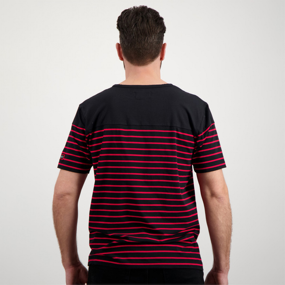 T-shirt Marinière Stade Toulousain x Religion Rugby Noir et Rouge Dos