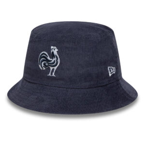 Bob en velour côtelé New Era XV de France Bucket hat Bleu marine 60684763 Face Lateral