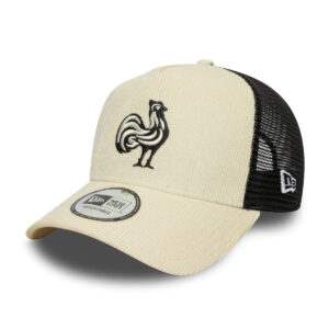 Casquette Trucker New Era XV de France Beige et noir 60684759 Face Lateral