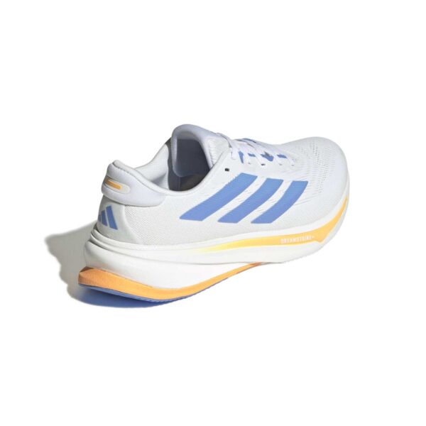 Chaussure de running Adidas Supernova Rise 2 Blanche, bleu ciel et orange JQ7709 Back Lateral Top