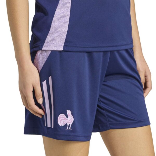 Short d'entrainement pour femme XV de France Supporter Bleu marine JN0804 Detail Face Lateral