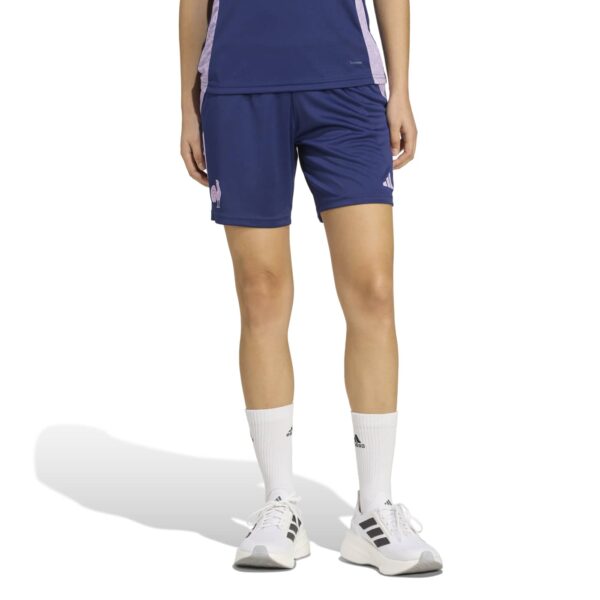 Short d'entrainement pour femme XV de France Supporter Bleu marine JN0804 Vue porté de face