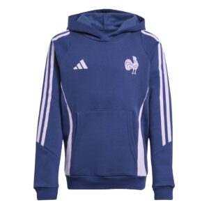 Sweat à capuche en molleton Junior France Rugby Supporter Bleu marine JW7229 Face