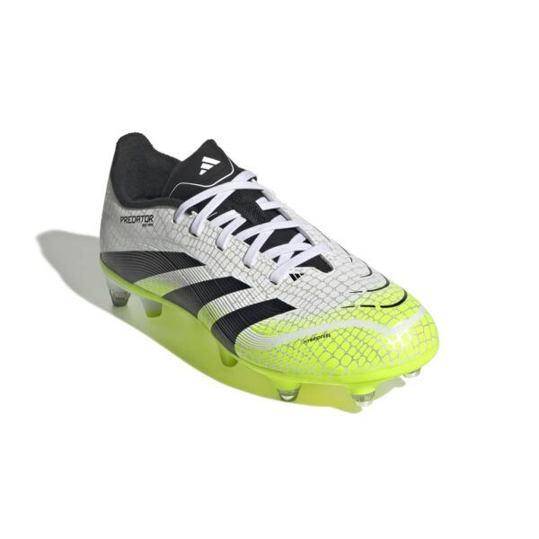 Crampons Adidas Predator League SG Junior Blanc et jaune citron JI1129 Front Lateral Top