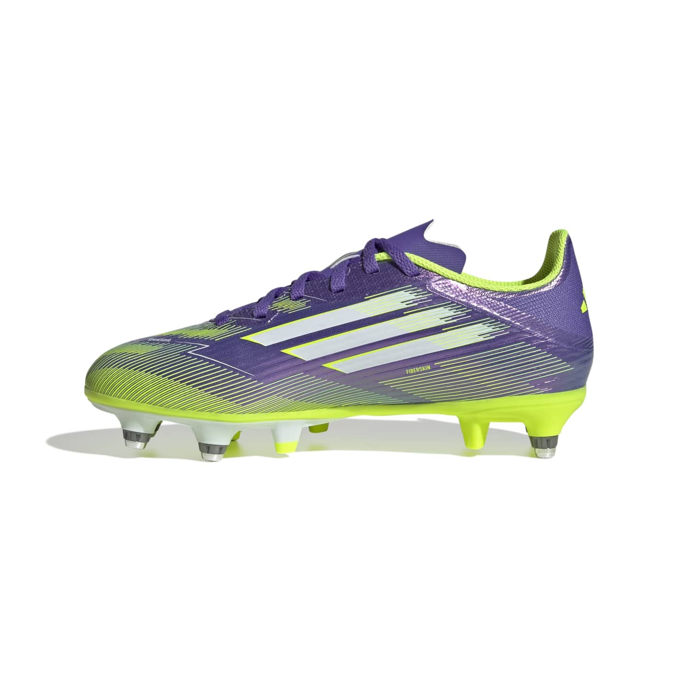Crampons pour enfant Adidas F50 League SG Violet et jaune citron JI0016 Medial
