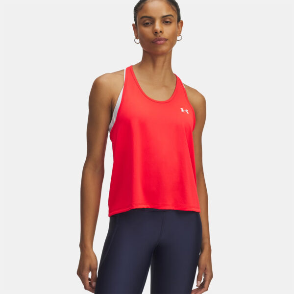 Débardeur UA Tech™ Swing pour femme Under Armour Rouge vif 1389854-713 Vue porté de face