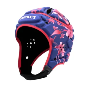 Casque de rugby Impact Pink Flowers pour adulte Bleu et rose