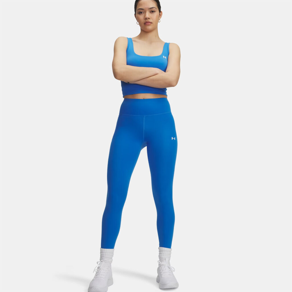 Tenue de sport pour femme, legging UA Motion pour femme Under Armour Bleu et brassière Under Armour pour femme Bleu