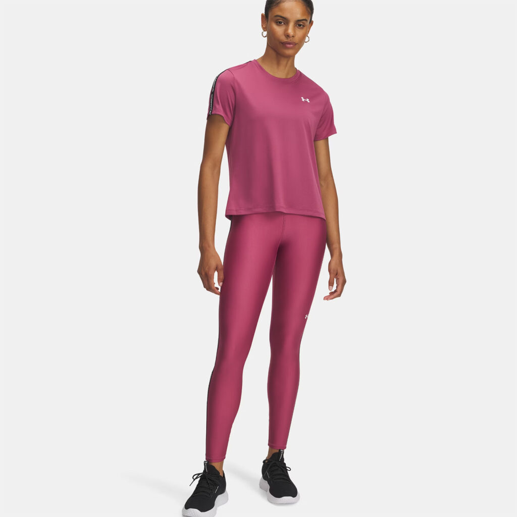 Ensemble Under Armour UA Tech™ avec bandes griffées pour femme Fuchsia : legging et t-shirt assorti