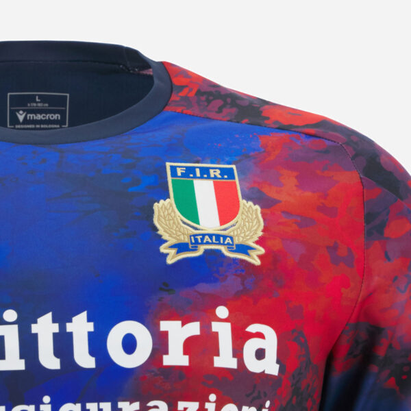 Maillot d'entraînement Italie Rugby pour adulte Macron Bleu, rouge et vert 70009238 Detail Face Haut