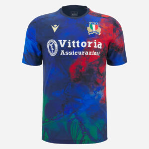 Maillot d'entraînement Italie Rugby pour adulte Macron Bleu, rouge et vert 70009238 Face