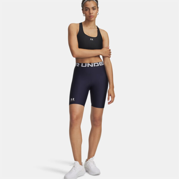 Short long Under Armour HeatGear® Cycliste pour femme Bleu marine nuit 1383627-410 Vue porté complet face