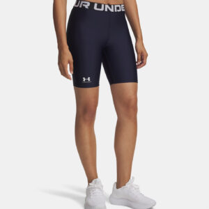 Short long Under Armour HeatGear® Cycliste pour femme Bleu marine nuit 1383627-410 Vue porté de face