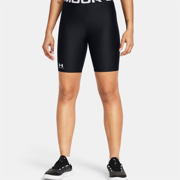 Short long Under Armour HeatGear® Cycliste pour femme Noir 1383627-001 Vue porté de face
