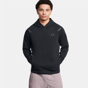 Sweat à capuche UA Unstoppable Fleece pour homme Under Armour Noir 1389350-001 Vue porté de face