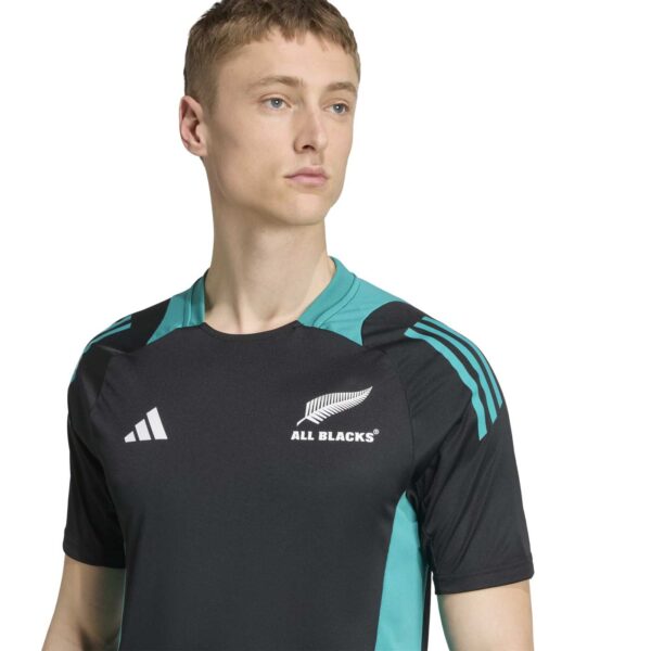 T-shirt d'entrainement All Blacks Adidas Performance Noir et vert JM9636 Detail Haut Face
