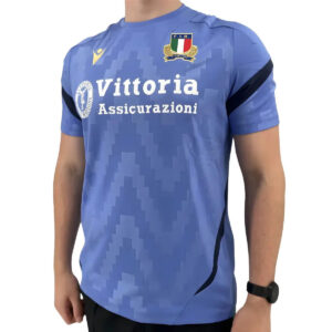 T-shirt d'entrainement Staff Italie Rugby Bleu ciel 70009240 Vue porté de face