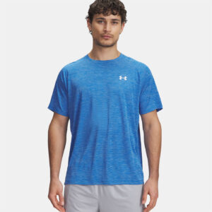 T-shirt texturé UA Tech™ pour homme Bleu 1382796-402 Vue porté de face