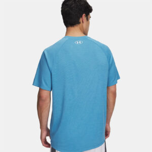 T-shirt texturé UA Tech™ pour homme Bleu éther 1382796-453 Vue porté de dos