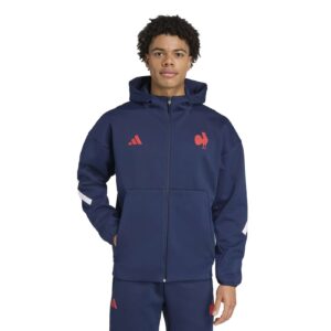 Veste à capuche zippée Adidas France Rugby Bleu marine JM2759 Vue porté de face