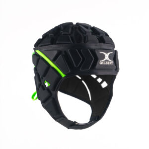 Casque de rugby Gilbert Fusion Noir et vert GIL25P001 Face Lateral