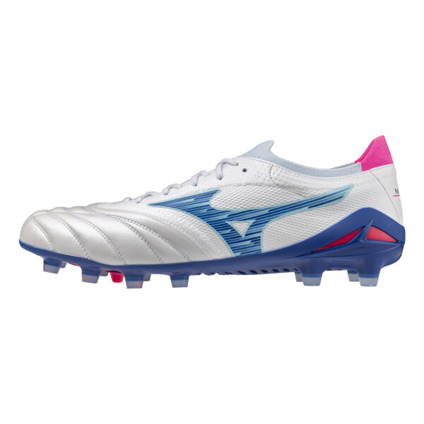 Crampons Mizuno Morelia Neo IV B Elite Blanc, bleu et rose P1GA254225 Lateral