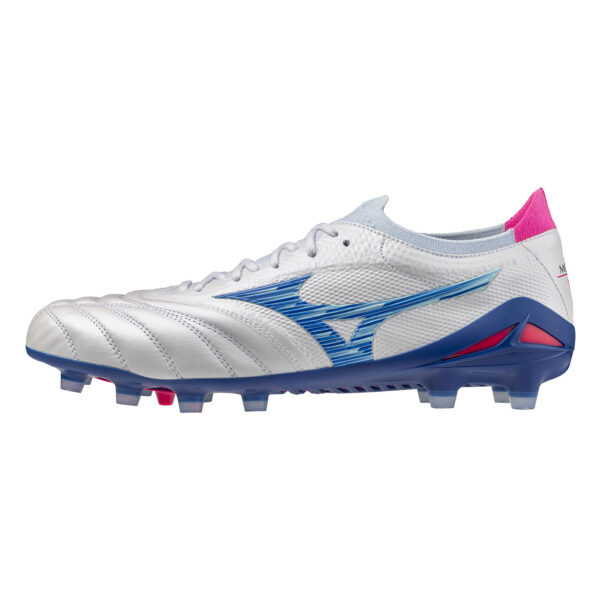 Crampons Mizuno Morelia Neo IV B Japan Blanc, bleu et rose P1GA254025 Lateral