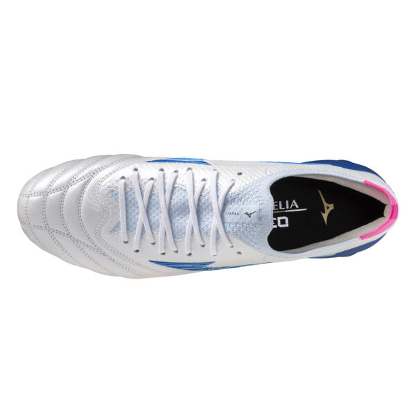 Crampons Mizuno Morelia Neo IV B Japan Blanc, bleu et rose P1GA254025 Top