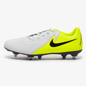 Crampons Nike Phantom GX 2 Academy SG Pro Anti-Clog Gris et Jaune fluo FJ2549 003 Lateral