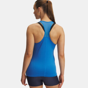 Débardeur pour femme UA HeatGear® Armour Racer Bleu atlantis 1328962-402 Vue porté de dos