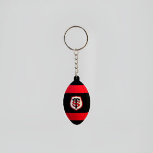 Porte clés Stade Toulousain Ballon de rugby en cuir Noir et rouge 193STO601BAL-B