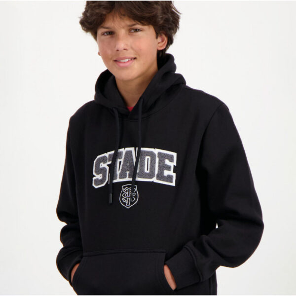 Sweat à capuche Adi Stade Toulousain pour enfant Hoodie Noir Detail Face Lateral