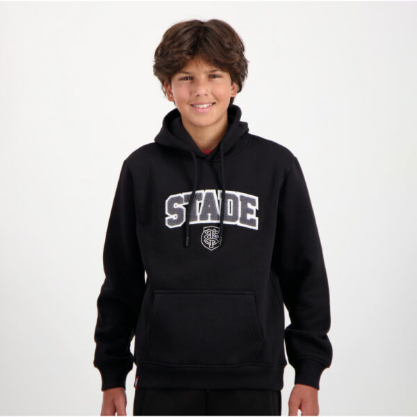 Sweat à capuche Adi Stade Toulousain pour enfant Hoodie Noir Vue porté de face