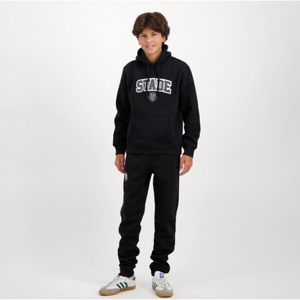 Sweat à capuche Adi Stade Toulousain pour enfant Hoodie Noir Vue porté de face ensemble 2