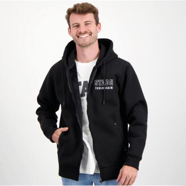 Veste à capuche Freeze Stade Toulousain pour homme Hoodie Noir Vue porté de face ouvert