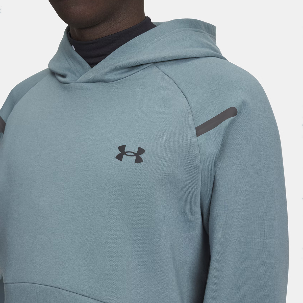 Sweat à capuche UA Unstoppable Fleece pour homme Jasper bleu 1389350-587 Detail Face Lateral