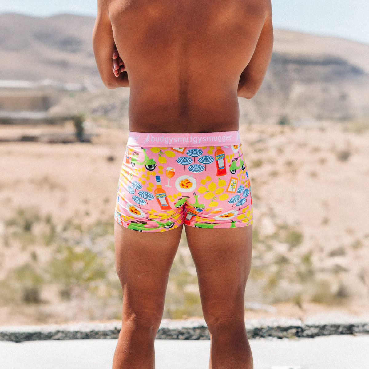 Boxer Premium 2.0 Budgy Smuggler Amalfi Rose Vue porté de dos