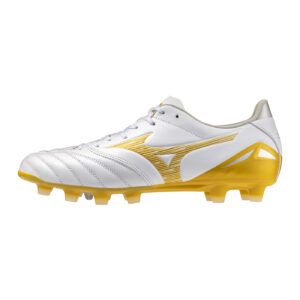 Crampons Mizuno Morelia Neo IV Pro FG Blanc et doré P1GA263450 Lateral